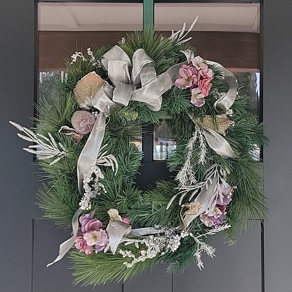 Christmas Wreath Silver & Purple Decor Approximately 20"